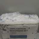 Floral Bedspread 102"x120" Oversized Queen Quilt, 100% Cotton Oversized Queen Bedspread Coverlet Set with 2 Pillow Shams, Lightweight Farmhouse Quilted Comforter, White/Blue/Green, 3 Pcs