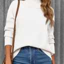 Saodimallsu Womens Sweaters Mock Neck Batwing Sleeve Fall Winter Sweaters (White, S)