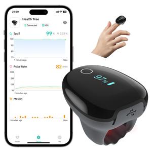 Pulse Oximeter O2 Ring Oxygen Monitor with Smart Reminder Sleep Oxygen Monitor Continuous Recording of SpO2 & PR, Blood Oxygen Saturation Rechargeable Pulse Ox with Free APP & Reports (Gray)