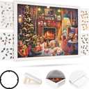 ropoda 1500 Pieces 35"x26"Double-Sided Rotating Plastic Puzzle Board with Drawers and Cover, Portable Jigsaw Puzzle Board,Tilting Puzzle Board,Lazy Susan Spinning Puzzle Boards，Puzzle Table(White)
