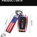 American USA Flag Key Fob Cover, Key Case,Keychain, Accessories Compatible with Toyota RAV4 Camry Avalon C-HR Highlander Prius GT86 (Model-D)