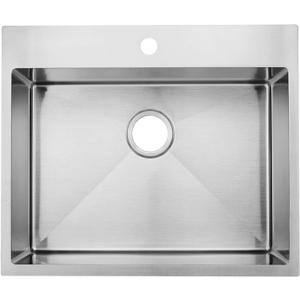 18x18 Inch Drop In Bar Sink,18 Inch Small Kitchen Sink,Stainless Steel 16 Gauge Single Bowl Outdoor Laundry Prep RV Sink with Strainer Drain, Brushed Nickel