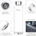 Ryaco Borosilicate Glass Water Bottle 33oz/1L/1000ml BPA-Free Leak Proof Ideal for School Home Office Travel Sport Yoga Gym Hot Cold Drinks with Portable Neoprene Carrying Sleeve and Sponge Brush (Only Case)