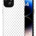 for iPhone 13 Case for iPhone 14 Case Cute Polka Dot Aesthetic Retro Design for Women Girls Fall Simple Chic Girly Pretty Dual Layer Hybrid Protection Elegant Case for iPhone 13/14-White
