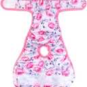 Washable Female Dog Diapers Reusable Doggie Diapers Sanitary Wraps (Pink Rose, S(11.0''-16.1''))