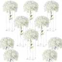 Geetery Tall Acrylic Wedding Flower Stand Centerpieces Clear Elegant Vase Column Stand with Artificial Hydrangea Flowers for Wedding Party Table Home Decorations(6 Pcs,16 Inch)