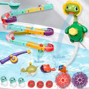 Bath Toys,Bathtub Toy with Shower,Fishing Game for Toddlers, Suction Cup Bath Toys, Bathtub Toys Ball Slide Track for Toddles and Babies, Christmas Birthday Gift for Boys Girls