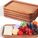 6 Pack Solid Wood Serving Platters and Tray with Edge, Natural Ebony Wood Pallet, Rectangular Wooden Serving Platters Mini Charcuterie Board, for Kitchen Counter Bathroom Home Decor Party, 8" x 5"