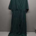 SCOMCHIC Women's Plus Size Summer Dresses Short Sleeve Wrap V Neck Swiss Dot Boho High Low Split Ruffle Maxi Dress (Emerald Green), XL