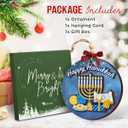 3 x Happy Hanukkah Ornaments for Christmas Tree 2025, Spiritual Christmas Ornaments - Jewish Chanukah Gifts for Women, Men, Family, Friends - Wooden Religious Hanukkah Christmas Decorations