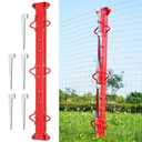 4ft Woven Wire Fence Stretcher Bar with 5 Wedges, Heavy-Duty Carbon Steel Fence Stretcher Tool Wire Puller, Red Anti-Corrosion Coating, 4.4ft Length, Ideal for Farms, Ranches & Outdoor Fencing