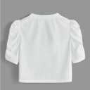 WDIRARA Women's Plus Size Ruched Puff Short Sleeve Bolero Shrugs Open Front Cropped Cardigan (White)