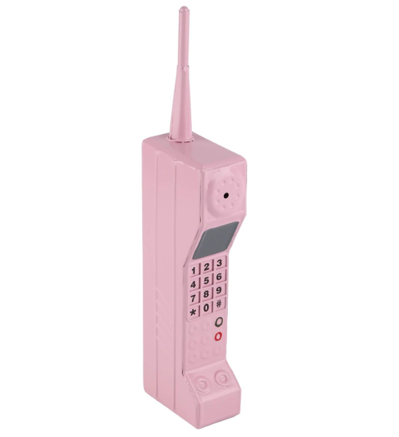 HilBeliFU Iron Vintage Brick Phone, Portable 90s Phone Prop, Retro Cell Phone Model, Cellular Phones Ornament for Photography Props, Home Decorations, 12.6x1.6x2.8in, Pink