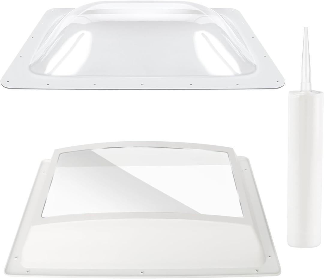 RV Skylight Replacement Bundle,18" x 26" Outer Dome Skylight Fits 14" x 22" Openings,RV Shower Skylight for Camper Trailer Fifth Wheel Truck,Inner Dome with Window 14" x 22" + Lap Sealant+Screws,Clear