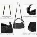 Women's Handmade Mesh Knitted Leather Bag - Black and Green, Twisted Strap, Adjustable Shoulder Strap