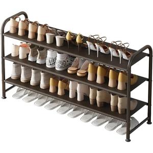 INGIORDAR Shoe Rack 3 Tier Long Storage Organizer Wide Metal Shoe Shelf for Closet Entryway Brown