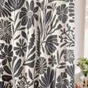 RoomTalks Black Vintage Floral Faux Linen Shower Curtain Extra Long 78 Inch - 210GSM Heavy Duty Modern Farmhouse Country Rustic Matisse Plants Botanical Shower Curtain Set (Black and Beige)