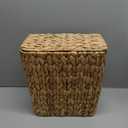 Coeusy 3 Gallon Wicker Trash Can,Small Bathroom Trash Can with Lid,Natural Water Hyacinth Wicker Waste Basket for Bedroom,Toilet,Narrow Garbage Can with Removable Liner