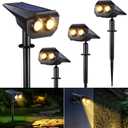 Flacchi Solar Lights Outdoor Waterproof - 2 Lighting Modes Solar Powered Garden Yard Spot Lights for Outside Landscape (Warm White, 4 Pack)