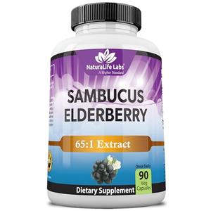 NaturaLife Labs Sambucus Elderberry Capsules – with Vitamin C & Zinc – Immune Support Supplement – 90 Vegan Capsules – Non-GMO & Gluten-Free, Exp Date: 06/2028