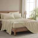King Size Sheets Set - 6 Piece Luxuriously Soft & Cooling Sheets King Size - Ultra Soft 16" Deep Pocket King Sheet Set - Fitted Sheet & Pillowcase Sets (King Beige)