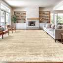 zesthome 10x14 Area Rugs for Living Room, Non-Slip Backing Washable Rug, Modern Abstract Area Rug, Stain Resistant Rugs for Bedroom, Ultra-Thin Large Area Rugs, Area Rug 10x14 (Beige/Brown)