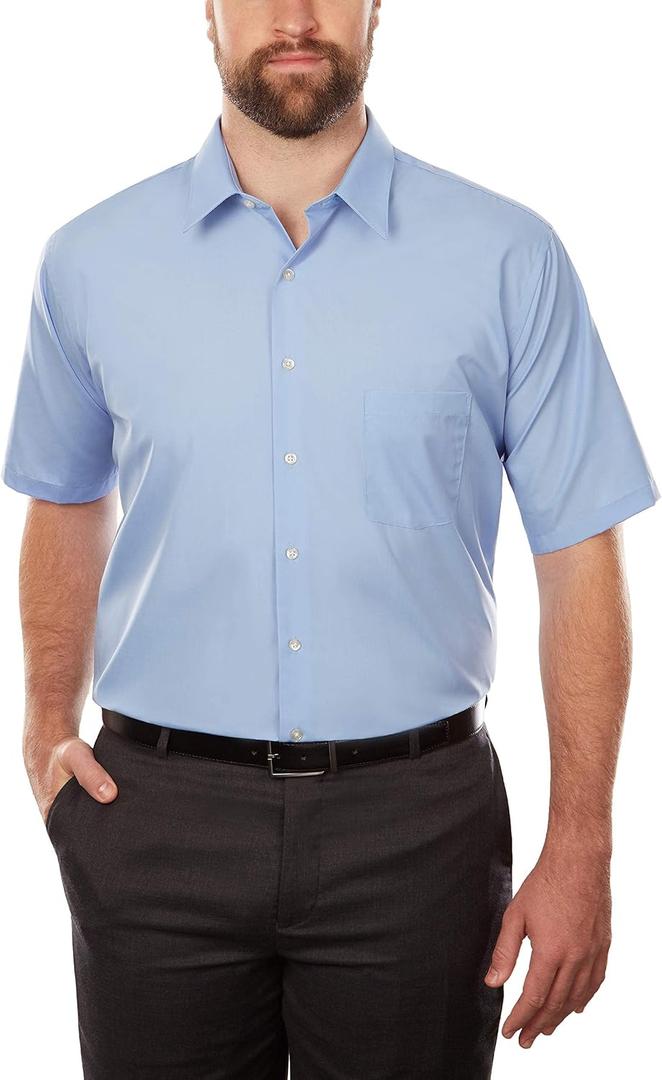 Van Heusen Men's BIG FIT Short Sleeve Dress Shirts Poplin Solid (Big and Tall) Size: 17.5
