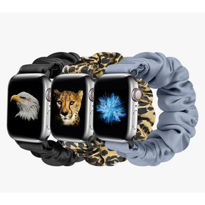 Tiptops 3 Packs Compatible with Apple Watch Bands Scrunchies 38mm-49mm Women Cloth Pattern Printed Fabric Wristbands Straps Elastic for iWatch Ultra 2 Series 10/9/8/7/6/5/4/3/2/1/SE