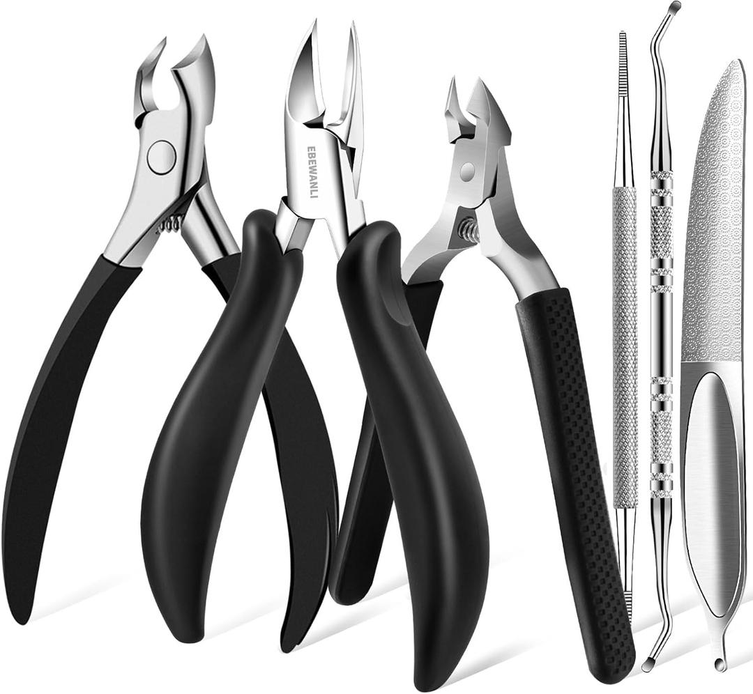 EBEWANLI Thick Toenail Clippers for Seniors Thick Toenails or Ingrown Nails, Curved Blade Heavy Duty Toenail Clippers Cutter, Sharp Nail Nippers Cuticle Trimmer, Large Toe Nail Clippers for Men, Women