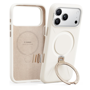 TORRAS Q3 Silicone 360 Spin for iPhone 17 Pro Case with Stand, Fit for MagSafe, Magnetic Ring Kickstand with Camera Control, Liquid Silicone Rubber Soft Phone Case for iPhone 17 Pro 6.3'', Light Ivory