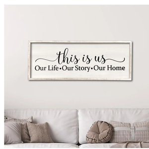 This Is Us Sign Wall Decor for Bedroom 40''×15'' Large Vintage Framed Wooden Modern Farmhouse Room Rustic Family Sign Wall Art Hanging Home Decor (White)