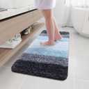 Arotive Microfiber Bathroom Rugs, Shaggy Soft and Absorbent Bath Rug, Non-Slip, Thick Plush Machine Washable Dry Bath Mats for Bathroom, Tub and Shower, 47x17, Blue, Rectangular