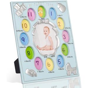 My First Year Baby Photo Frame - 12 Monthly Slots in Blue