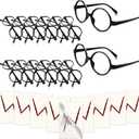 Wizard Glasses with Round Frame No Lenses Lightning Bolt Tattoos for Kids Adults Halloween Party Accessory