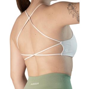 AUROLA Workout Sports Bras Women Athletic Removable Backless Strappy Criss Cross Light Support Gym Fitness Yoga Crop Bra, Earth, X-Small, Solid-crescent White