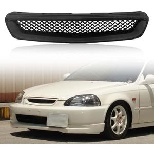 Front Bumper Grille Fit 1996 1997 1998 for Civic CX/DX/EX/LX/HX,ABS Plastic Type-R Black Mesh Front Upper Grill Guard Replacement Part