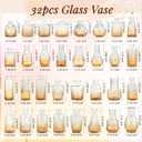 Der Rose Glass Bud Vases Set of 32 Small Amber Flower Vases for Rustic Wedding Centerpieces Table Decorations and Home Office Decor(Amber)