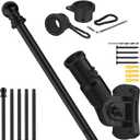 Heavy Duty T304 Stainless Steel Flag Pole Kit  6FT Thickened Black Flagpole with 180 Adjustable Bracket & Aluminum Alloy Rings, Windproof & Rustproof for Residential/Commercial Use