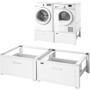 VEVOR Laundry Pedestal, 14 in Height, Washer and Dryer Pedestals with Drawer, 700 lbs Weight Load Capacity, Non-Slip Feet, Heavy-duty Steel Washing Machine Stand Universal Fit, White, 2 Pack