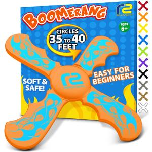 Refresh Sports Soft Boomerang - Best Gifts for Boys & Girls - Fun Kid Stocking Stuffers & Holiday Presents - Outdoor Toys & Birthday Party Favors - Goodie Bag Easter Basket Stuffers for Kids (Orange)