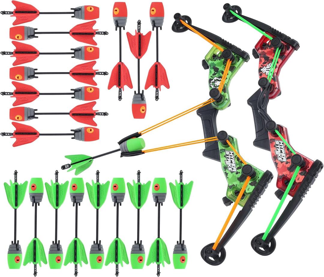 Zing HyperStrike Dominator Bow Battle Pack - 2 Dominator Bows, 20 Zonic Whistle Arrows, 2 Sets of Bungee Replacements, 2 Shoulder Straps and 4 Arrow Holders - Long Range Outdoor Play, Ages 14 and Up