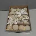 38Pcs Velvet Christmas Ornaments Set, Cream White Flocked Christmas Ornaments for Xmas Tree Decorations Shatterproof Plastic Hanging Balls Assorted Indoor Home Party Holiday Wedding Decor
