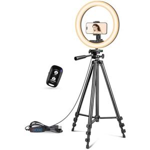 UBeesize 12 inch Ring Light with Stand, Selfie Ring Light with 50" Extendable Tripod Stand & Phone Holder for Live Stream/Makeup/YouTube Video