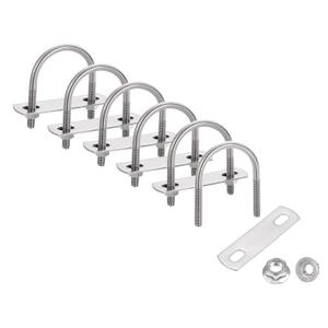 uxcell 6 Set 1-1/2" Inner Wide Round U Bolts, 2-1/4" Length 304 Stainless Steel U-Bolts with Flange Hexagon Nuts, Frame Plates for Trailer, Automotive, (38mm W x 57mm L)
