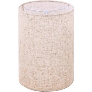 Wellmet Linen 6"x 6"x10" Lampshade, Classic Modern Fabric Drum Shade, No Assembly Required, Spider Fitter for Table, Bedside, Floor Lamps