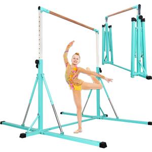 FC FUNCHEER Gymnastics Bar for Kids Ages 3-15, 35" to 60" Adjustable Height, 4FT Wide Base - Professional Kip Bar with 360 Stability & Fiberglass Crossbar, Easy Fold&Solid Design for Home Training