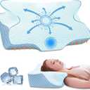 Anvo Cervical Pillow for Neck Pain Relief, Memory Foam Pillows for Neck and Shoulder Pain, Orthopedic Ergonomic Design for Sleeping, Suitable for Side Back and Stomach Sleeper, Cyan Soft (SOFT - Queen(24.01 x 15.9 x 5.1/4.6)Inch)