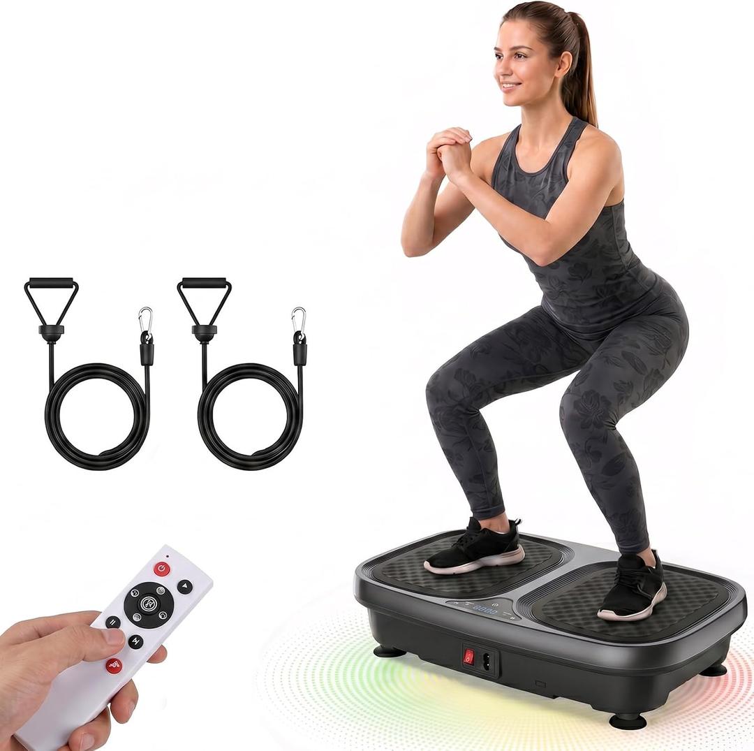NEWBULIG Vibration Plate, Whole Body Workout, Vibrating Platform with LED Touch Screen & Pull Ropes for Weight Loss & Muscle Toning