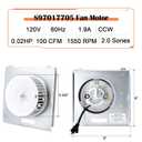 8663RP B Unit, 672RB Fan for Broan Nutone 671RB, 8664RP, 672R, 671R, 8663RF, 8663RFT, 8673RP, 750, 751, 752, 97017705, S97017705 Ventilation Fan Motor Assembly Replacement, Upgrade JA2B104N Motor.
