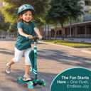 Aqua 3 Wheel Scooter with Seat for Kids, Light-Up Wheels, Adjustable Lean to Steer Handlebar and Seat, Smooth Wheels, Wide No-Slip Deck, Rear Foot Brake, Toddler Outdoor Toys for Ages 2+